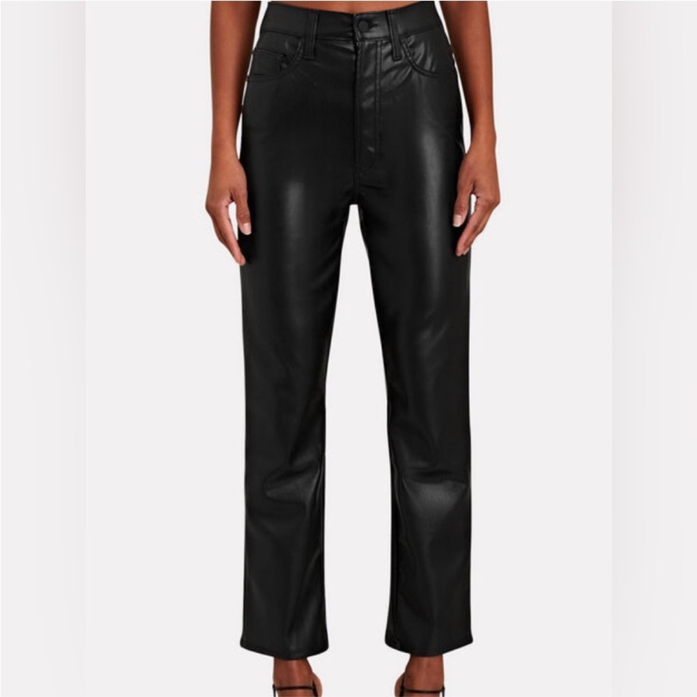 Mother High-Waisted Rider Ankle in Wax On, Wax Off (Black Leather), Size 24
